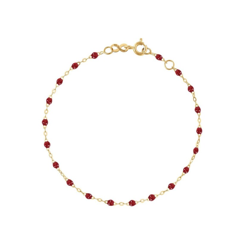 Bracelet Gigi Clozeau Classique en or jaune et résine rouge, 15cm