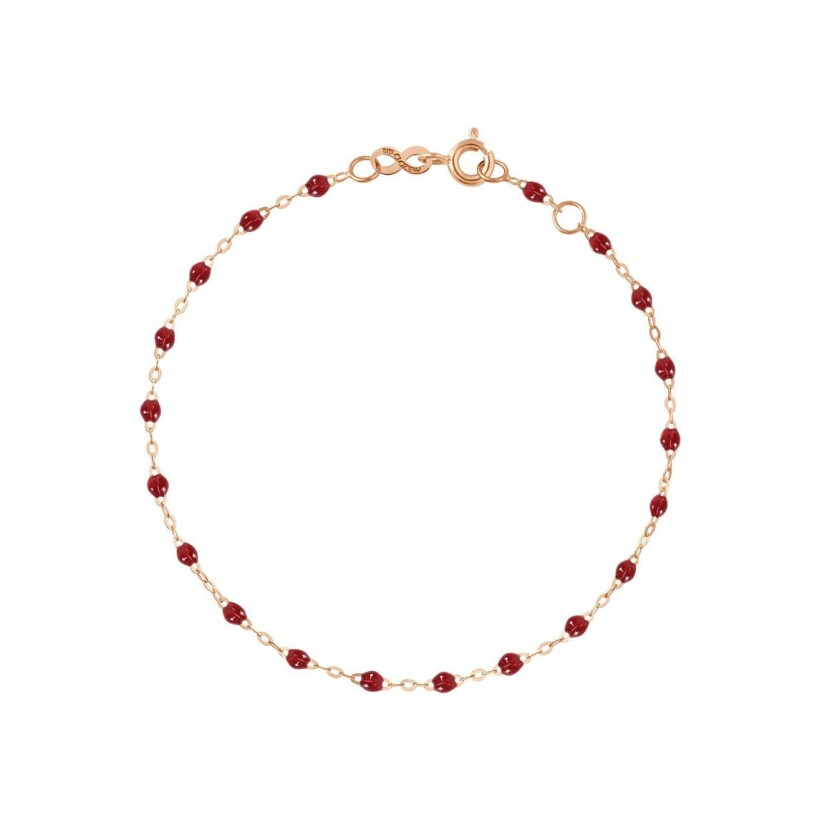 Bracelet Gigi Clozeau Classique en or rose et résine rouge, 15cm
