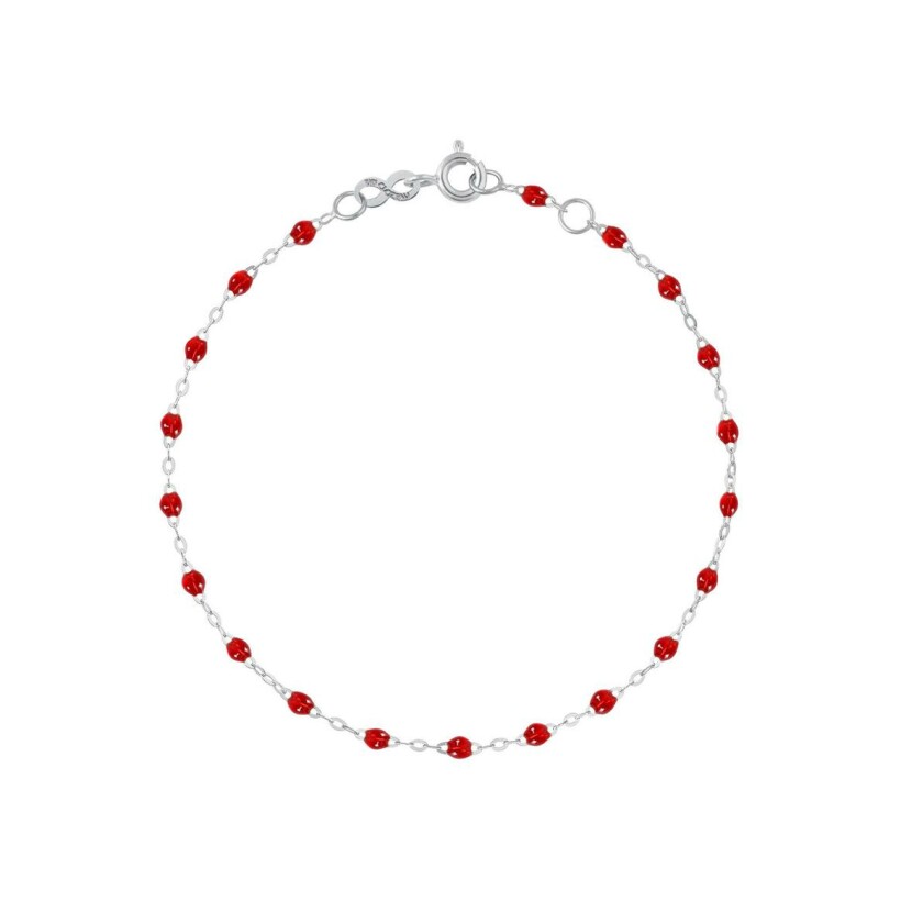 Bracelet Gigi Clozeau Classique en or blanc et résine rouge rubis, 15cm