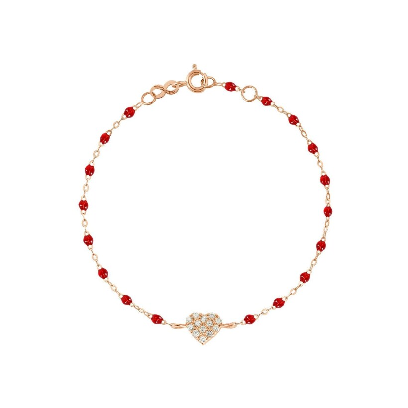 Bracelet Gigi Clozeau In Love en or rose, résine rubis et diamants, taille 17cm