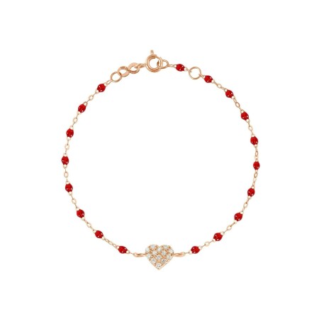 Bracelet Gigi Clozeau In Love en or rose, résine rubis et diamants, taille 17cm