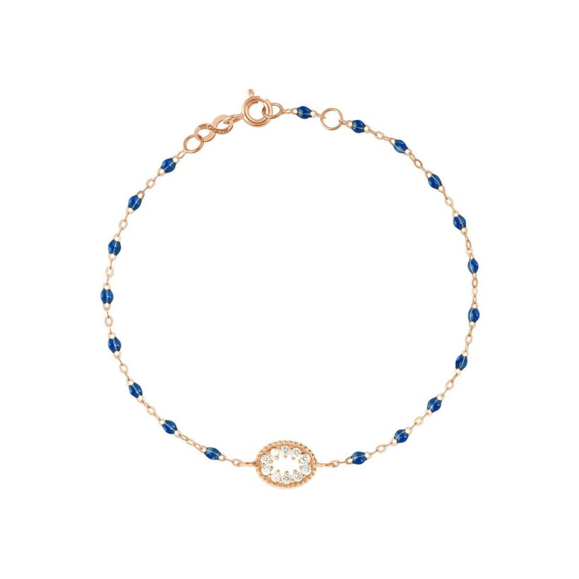 Bracelet Gigi Clozeau Å’il de Pirate en or rose, résine bleu saphir et diamants, taille 17cm