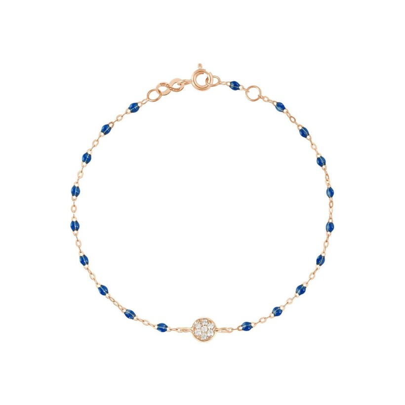 Bracelet Gigi Clozeau Puce en or rose, résine bleu saphir et diamants, taille 17cm