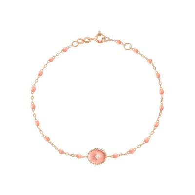 Bracelet Gigi Clozeau Etoile du Nord en or rose, résine saumon et diamants, taille 17cm