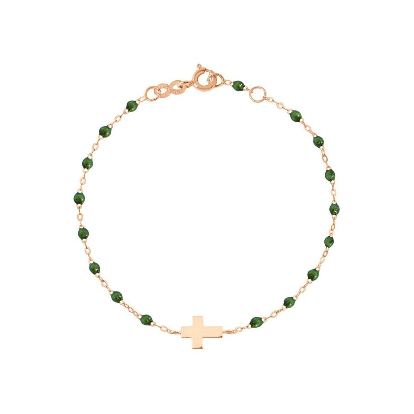 Gigi Clozeau Croix bracelet, rose gold, beetle resin, size 17cm