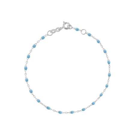 Bracelet Gigi Clozeau Classique en or blanc et résine turquoise bleu, 19cm