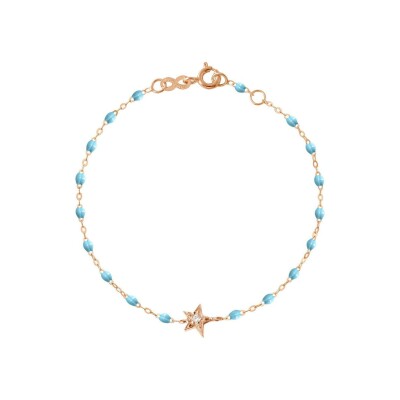 Bracelet Gigi Clozeau Etoile en or rose, résine turquoise bleu et diamants, taille 17cm