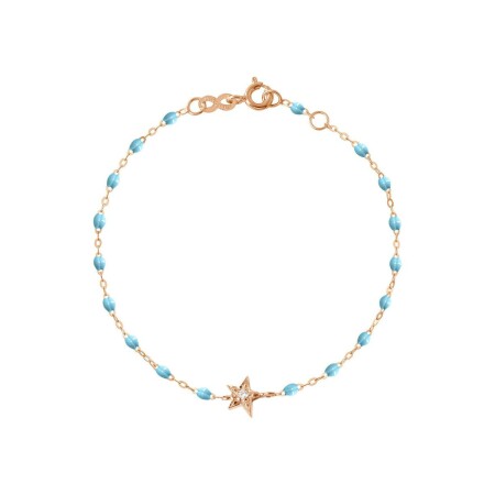 Bracelet Gigi Clozeau Etoile en or rose, résine turquoise bleu et diamants, taille 17cm