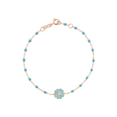 Gigi Clozeau Fleur bracelet, rose gold, turquoise blue resin, diamonds, size 17cm