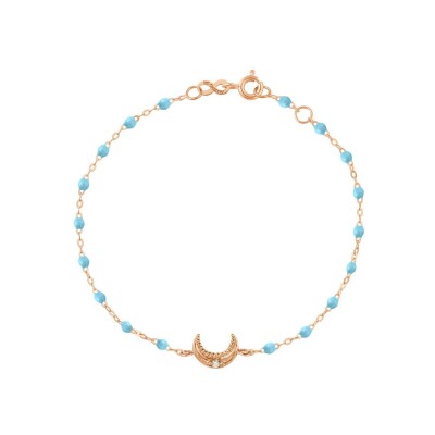 Bracelet Gigi Clozeau Lune en or rose, résine turquoise et diamant, taille 17cm