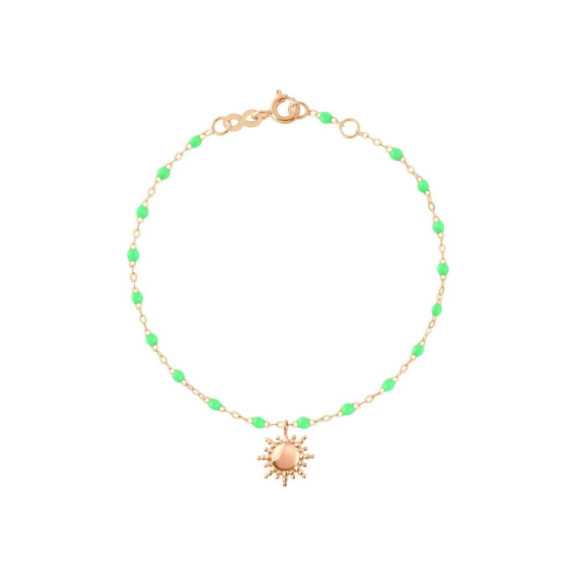 Bracelet Gigi Clozeau Soleil en or rose et résine vert fluo, taille 17cm