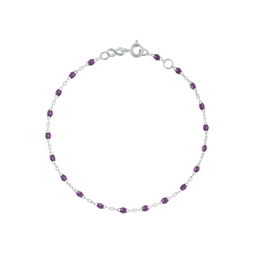 Bracelet Gigi Clozeau Classique en or blanc et résine violet, 15cm