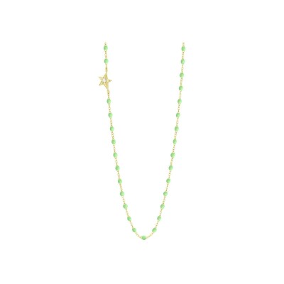 Collier Gigi Clozeau Etoile en or jaune, résine anis et diamants, taille 42cm