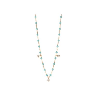 Collier Gigi Clozeau Gigi Suprême en or rose, résine aqua et diamants, taille 45cm