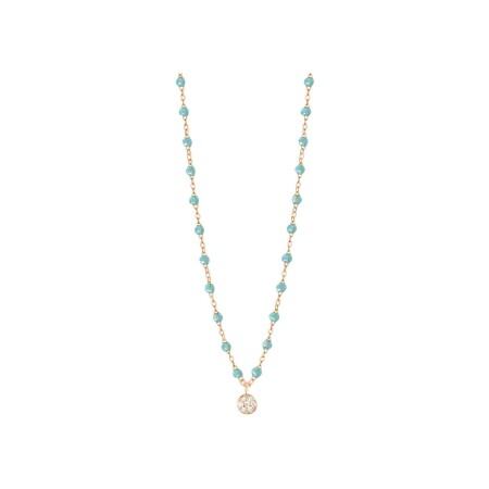 Collier Gigi Clozeau Puce en or rose, résine aqua et diamants, taille 42cm