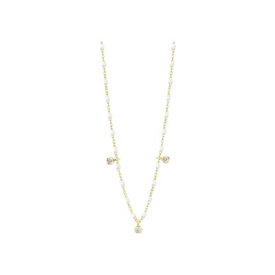 Collier Gigi Clozeau Gigi Suprême en or jaune, résine blanche et diamants, taille 45cm