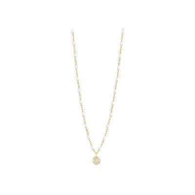 Collier Gigi Clozeau Puce en or jaune, résine blanche et diamants, taille 42cm