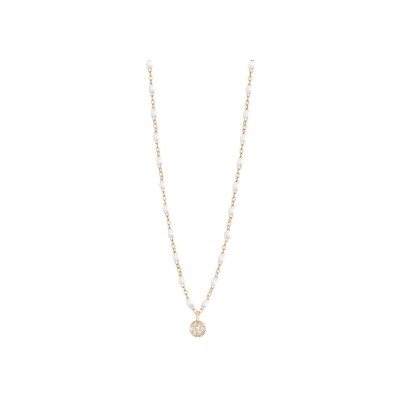 Collier Gigi Clozeau Puce en or rose, résine blanche et diamants, taille 42cm