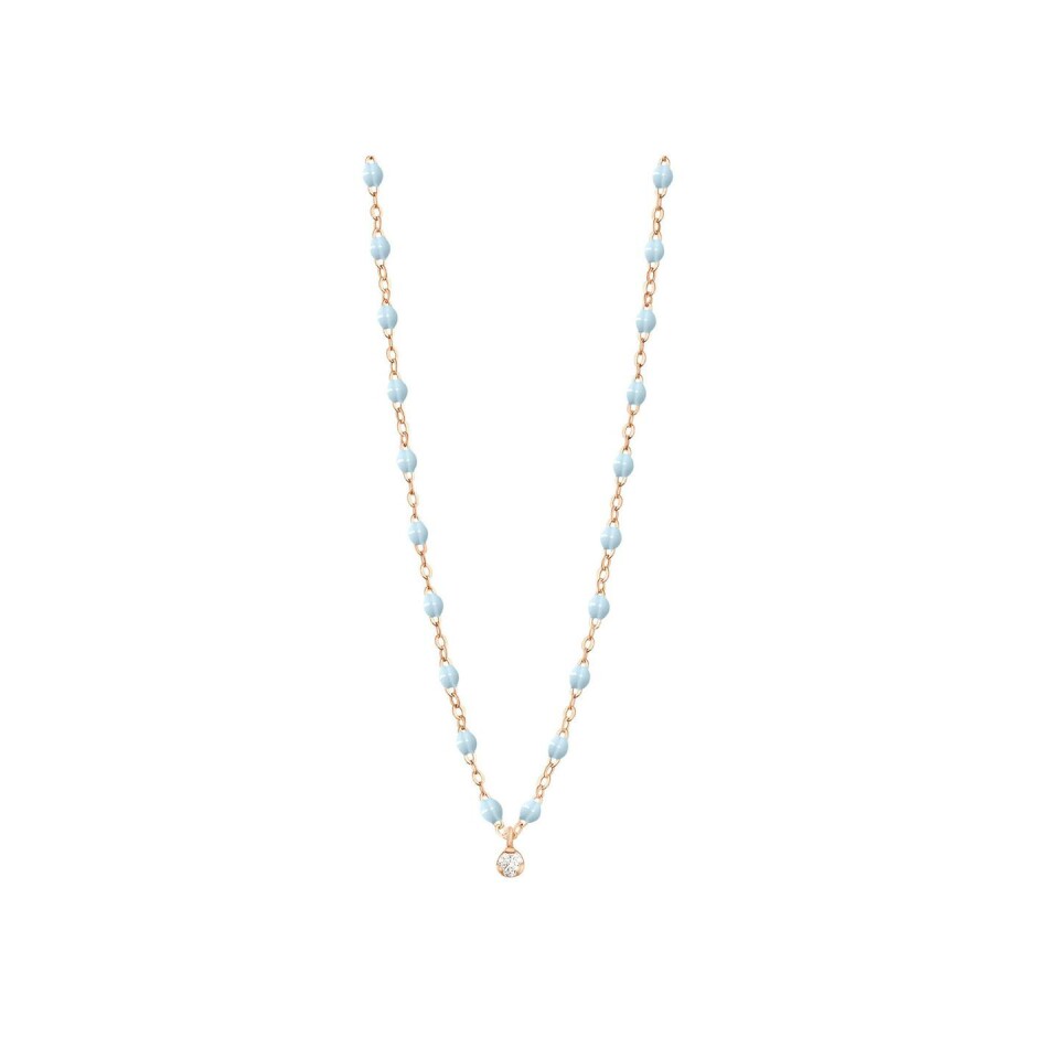 Collier Gigi Clozeau Gigi Suprême en or rose, résine bleu layette et diamants, taille 42cm