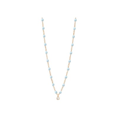 Collier Gigi Clozeau Gigi Suprême en or rose, résine bleu layette et diamants, taille 42cm