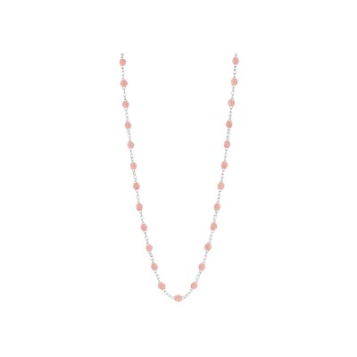 Collier Gigi Clozeau Classique en or blanc et résine blush, taille 42cm