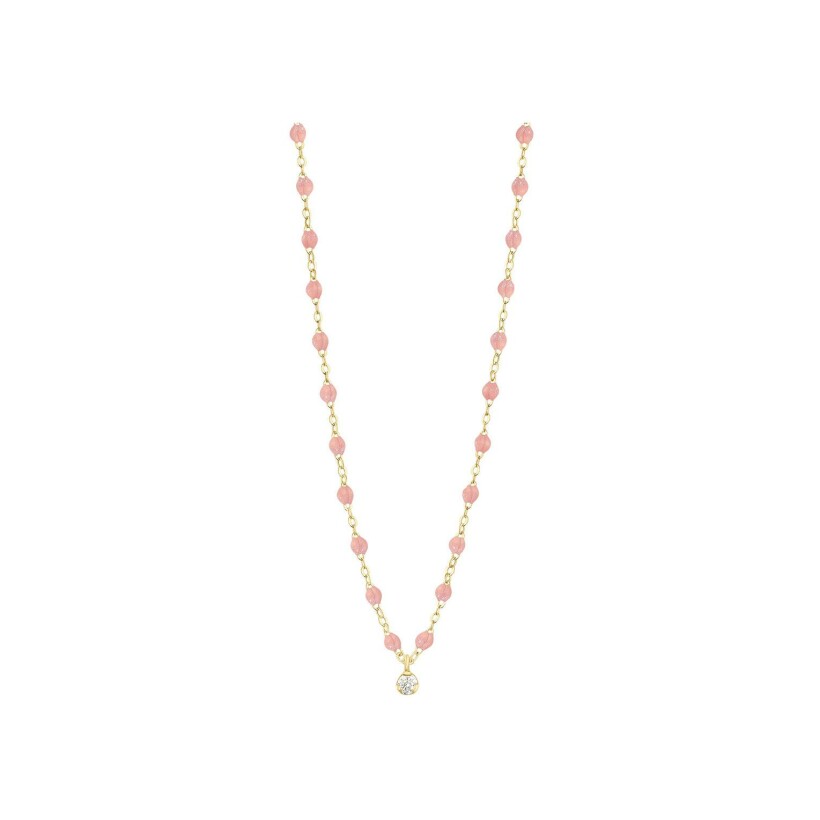 Collier Gigi Clozeau Gigi Suprême en or jaune, résine Blush et diamants, taille 42cm