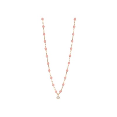 Collier Gigi Clozeau Gigi Suprême en or rose, résine Blush et diamants, taille 42cm