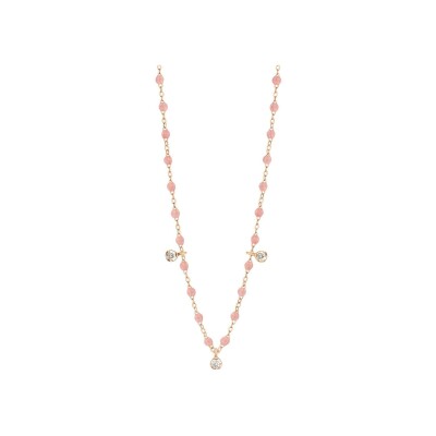 Collier Gigi Clozeau Gigi Suprême en or rose, résine Blush et diamants, taille 45cm