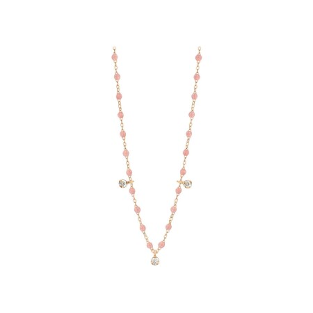 Collier Gigi Clozeau Gigi Suprême en or rose, résine Blush et diamants, taille 45cm