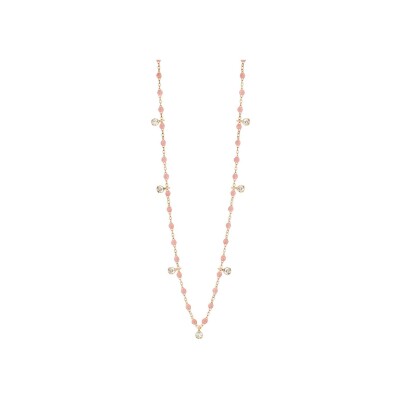 Collier Gigi Clozeau Gigi Suprême en or rose, résine Blush et diamants, taille 60cm