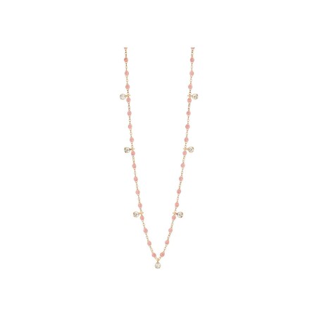 Collier Gigi Clozeau Gigi Suprême en or rose, résine Blush et diamants, taille 60cm