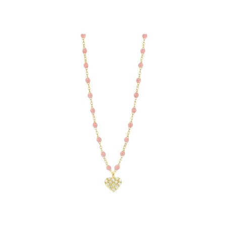 Collier Gigi Clozeau In Love en or jaune, résine Blush et diamants, taille 42cm