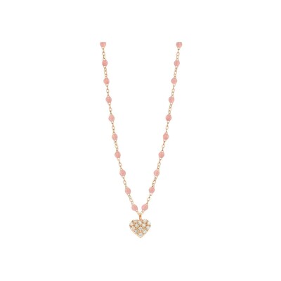 Collier Gigi Clozeau In Love en or rose, résine Blush et diamants, taille 42cm