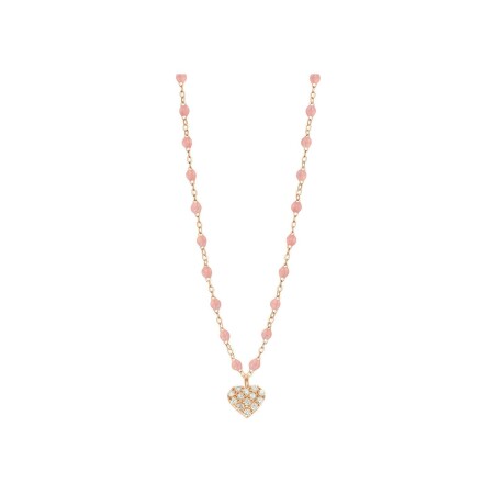 Collier Gigi Clozeau In Love en or rose, résine Blush et diamants, taille 42cm