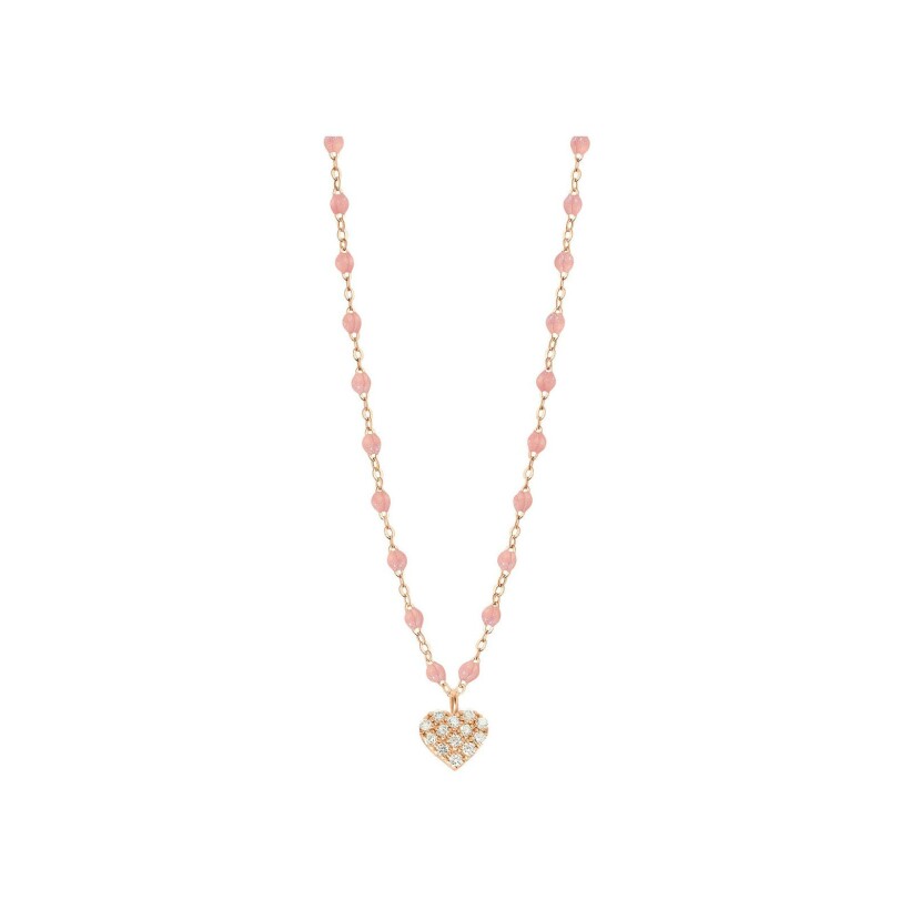 Collier Gigi Clozeau In Love en or rose, résine Blush et diamants, taille 42cm