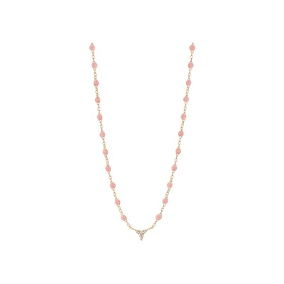 Gigi Clozeau petit Kosmos necklace, pink gold, blush resin and diamonds, 42cm
