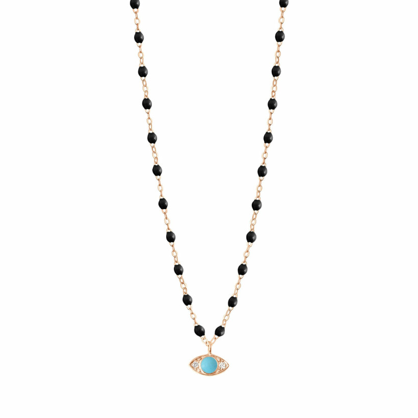 Gigi Clozeau Eye necklace, rose gold, black resin and diamonds, 42cm