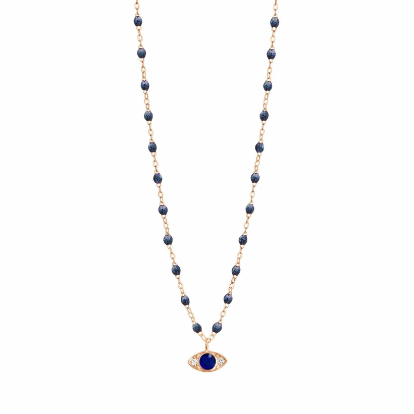Gigi Clozeau Eye necklace, rose gold, midnight blue resin and diamonds, 42cm