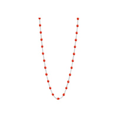 Collier Gigi Clozeau Classique en or blanc et résine corail, 45cm