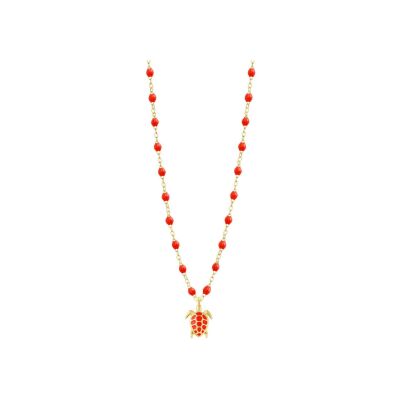 Collier Gigi Clozeau Tortue en or jaune et résine corail, 42cm