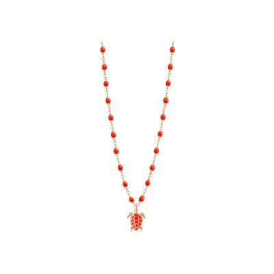 Collier Gigi Clozeau Tortue en or rose et résine corail, 42cm