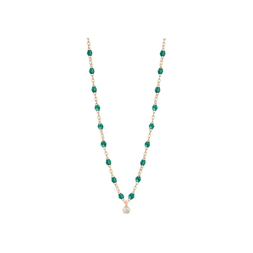 Gigi Clozeau Gigi Suprême necklace, rose gold, emerald green resin and diamonds, size 42cm