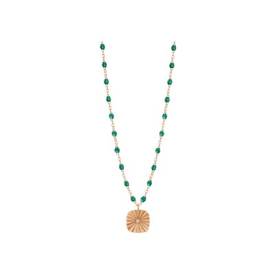 Gigi Clozeau Miss Lumière necklace, pink gold, emerald resin and diamond, 42cm