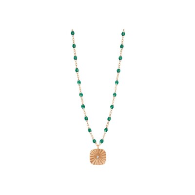 Gigi Clozeau Miss Lumière necklace, pink gold, emerald resin and diamond, 42cm