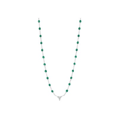 Gigi Clozeau petit Kosmos necklace, white gold, emerald resin and diamonds, 42cm