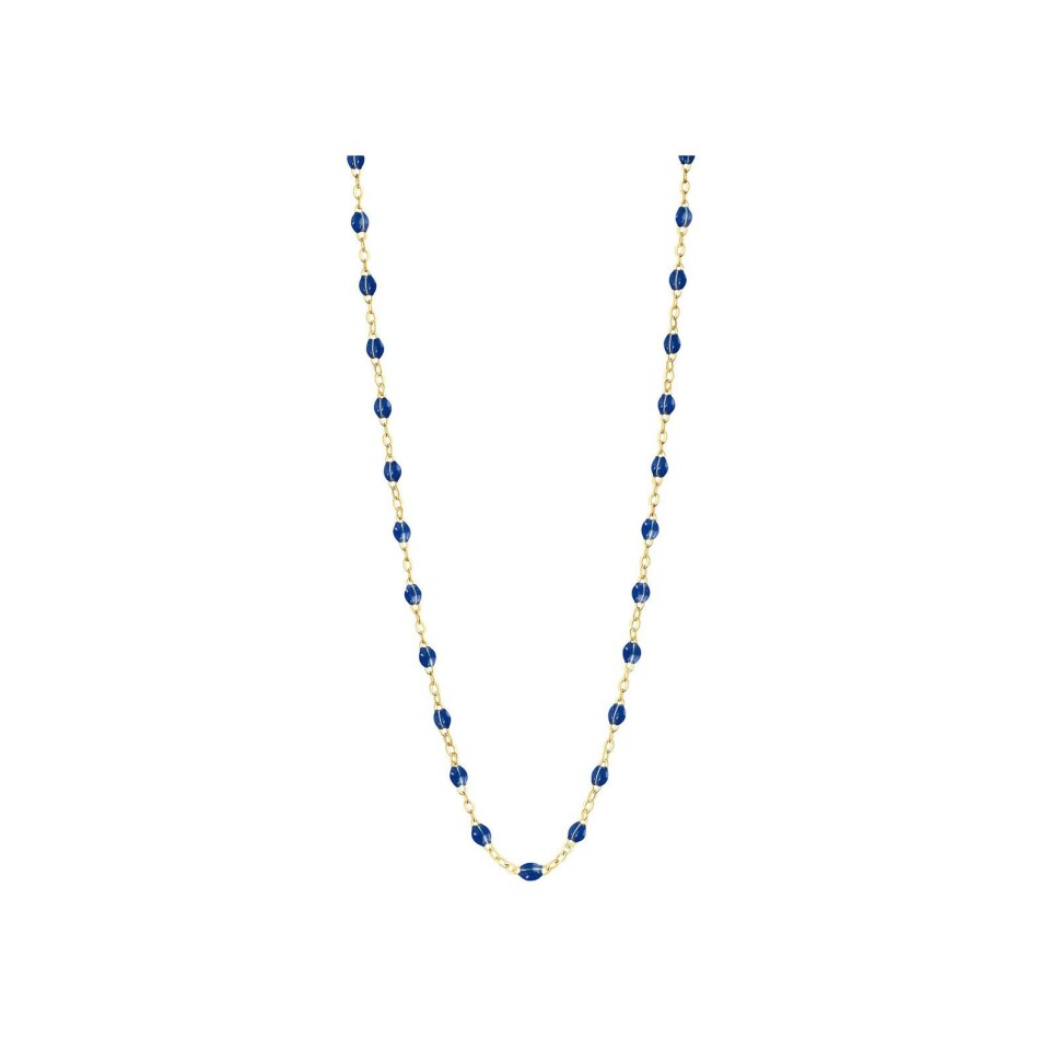 Collier Gigi Clozeau Classique en or jaune et résine bleu prusse, taille 33cm