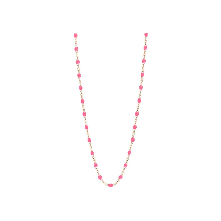 Collier Gigi Clozeau Classique en or rose et résine rose fluo, taille 33cm