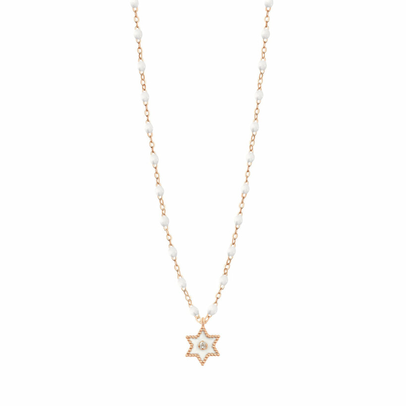 Gigi Clozeau Etoile Star necklace, rose gold, white resin and diamond, 42cm