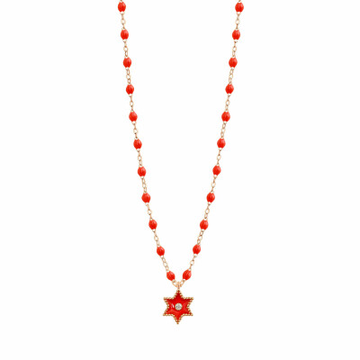 Gigi Clozeau Etoile Star necklace, rose gold, coral resin and diamond, 42cm