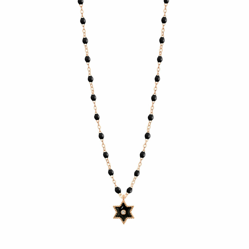 Gigi Clozeau Etoile Star necklace, rose gold, black resin and diamond, 42cm